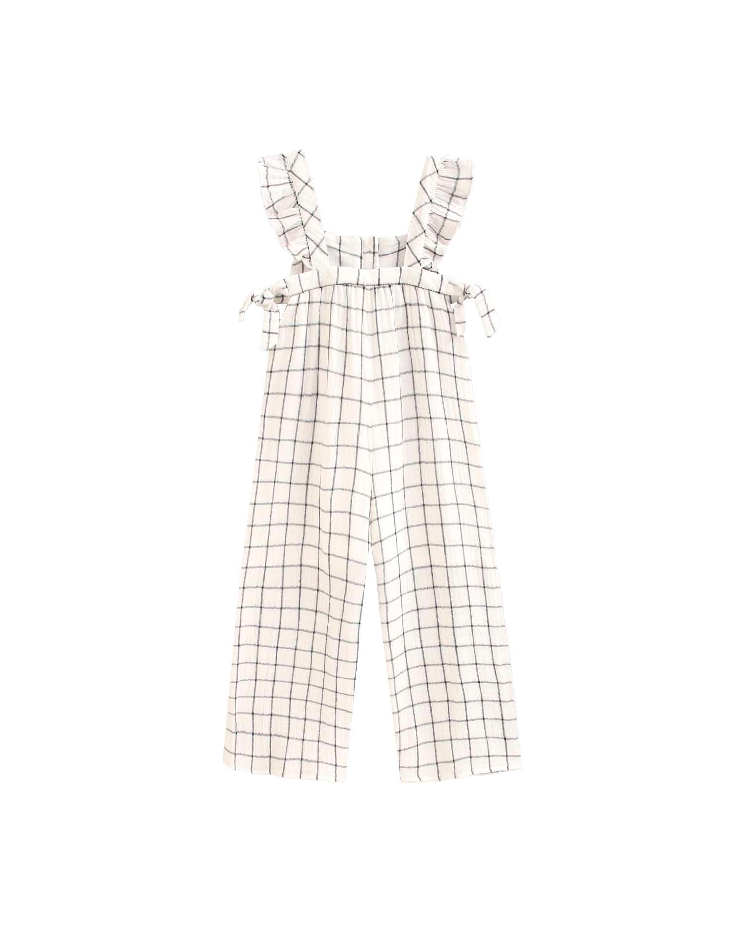 Macacão Infantil Comprido com Estampado Aos Quadrados Branco-2