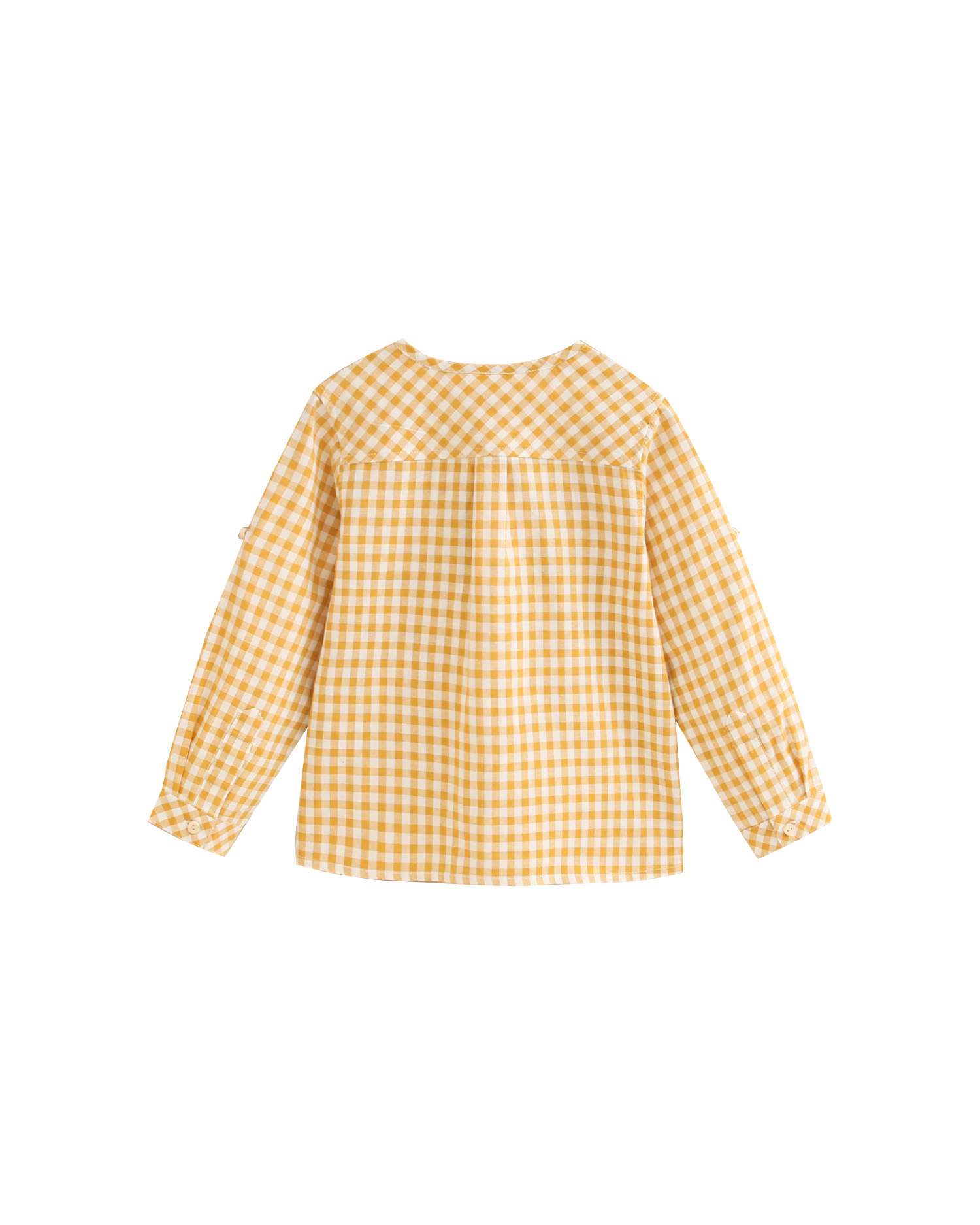 Camisa Infantil Tipo Canguru Aos Quadrados Vichy Amarelo-3