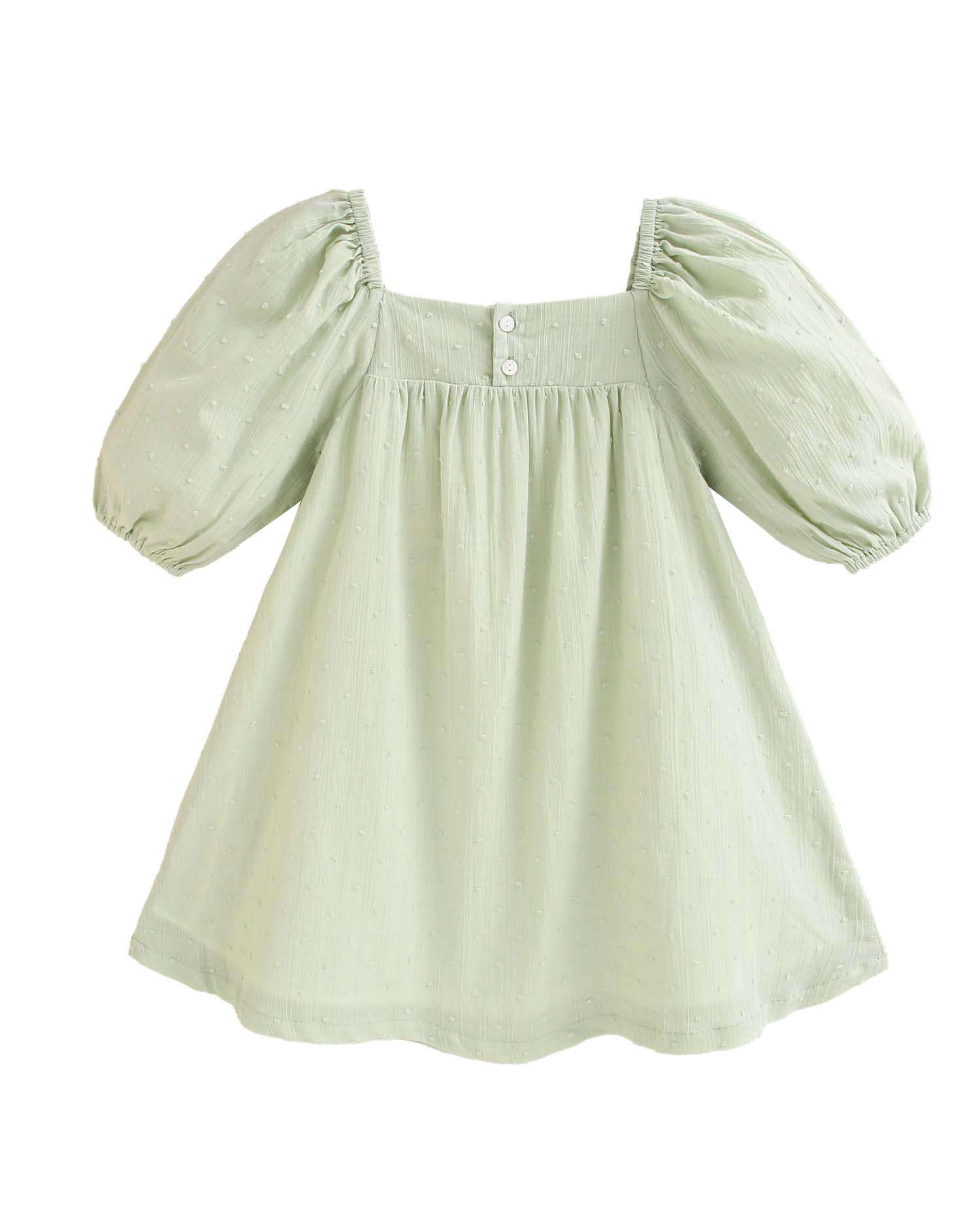 Vestido Infantil em Plumeti com Mangas Abalonadas Dadati Verde-antiquário-3