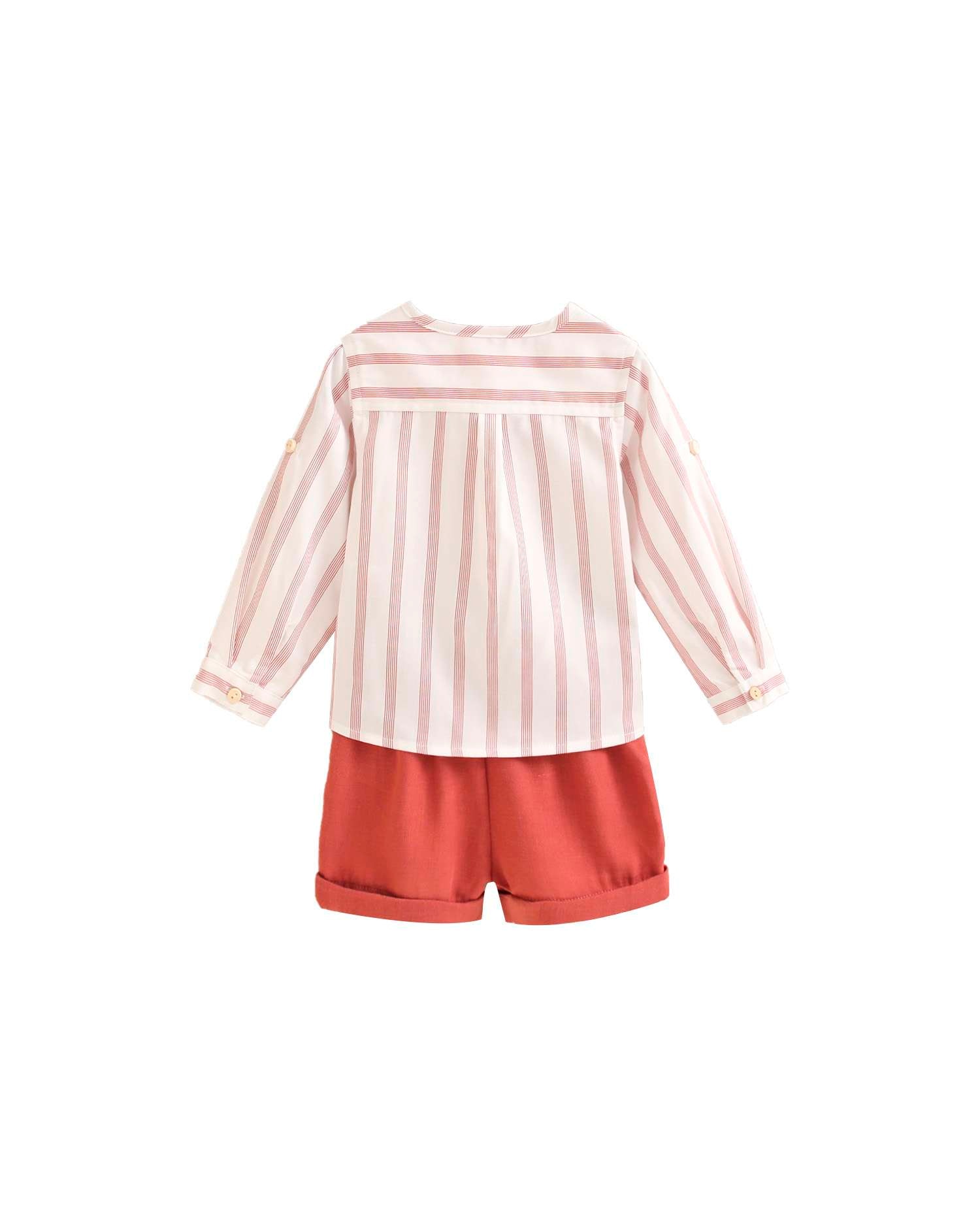 Conjunto para Bebé de Camisa Às Riscas e Calções Dadati Branco-3