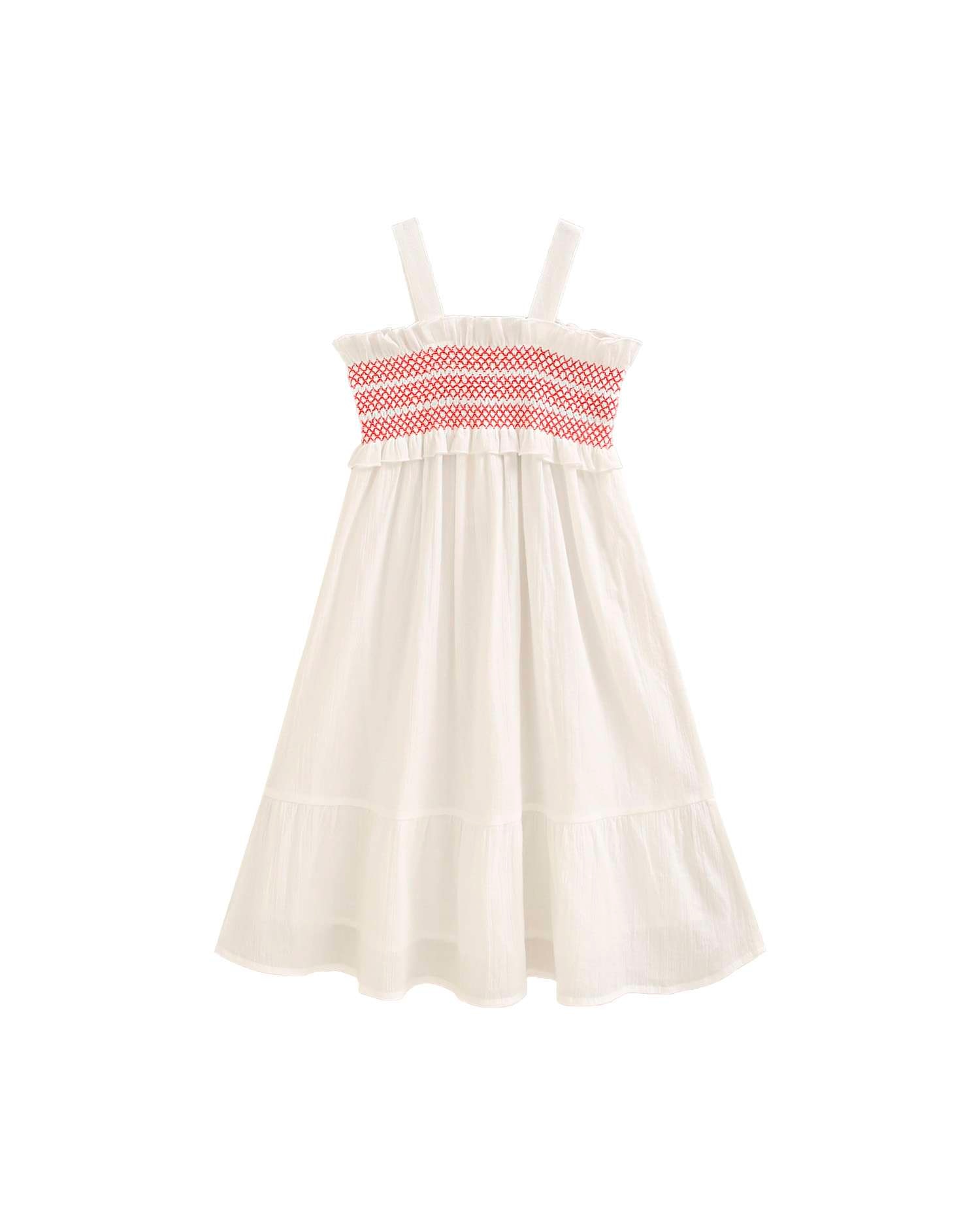 Vestido Infantil de Alças com Favo de Mel Dadati Vermelho / Branco-2