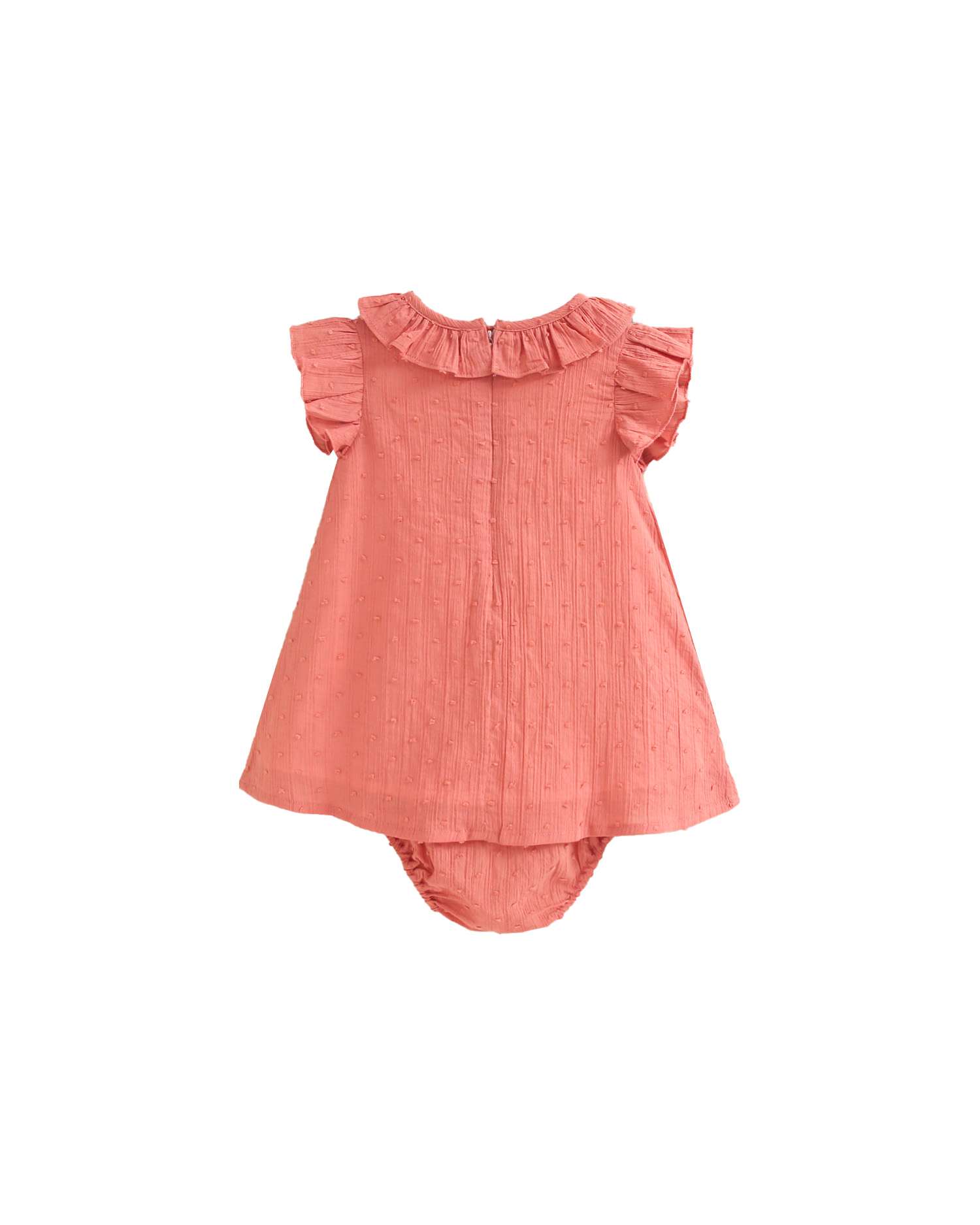 Vestido para Bebé com Gola em Plumeti Dadati Coral-2