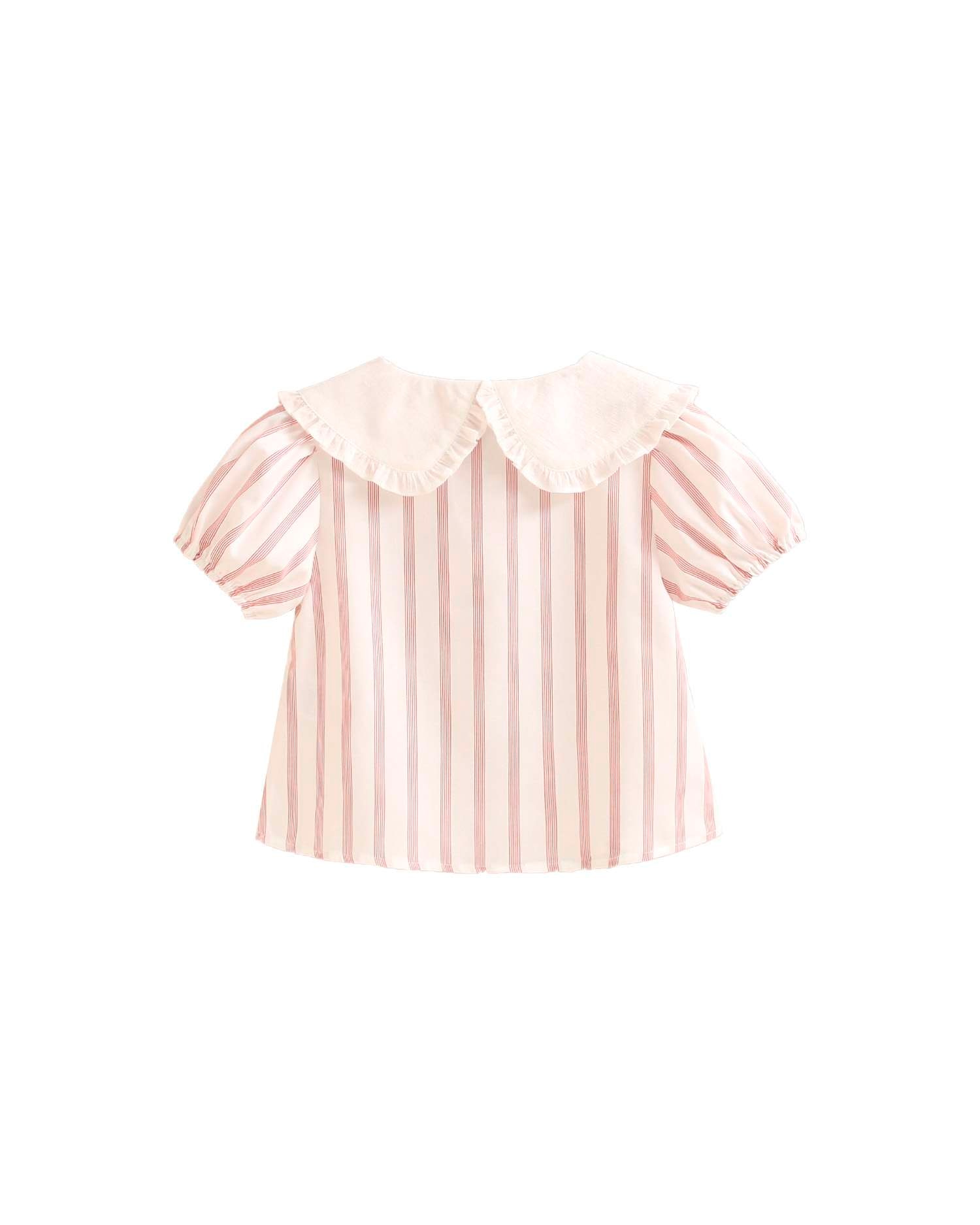 Blusa Infantil Às Riscas com Gola Peter Pan Branco-3