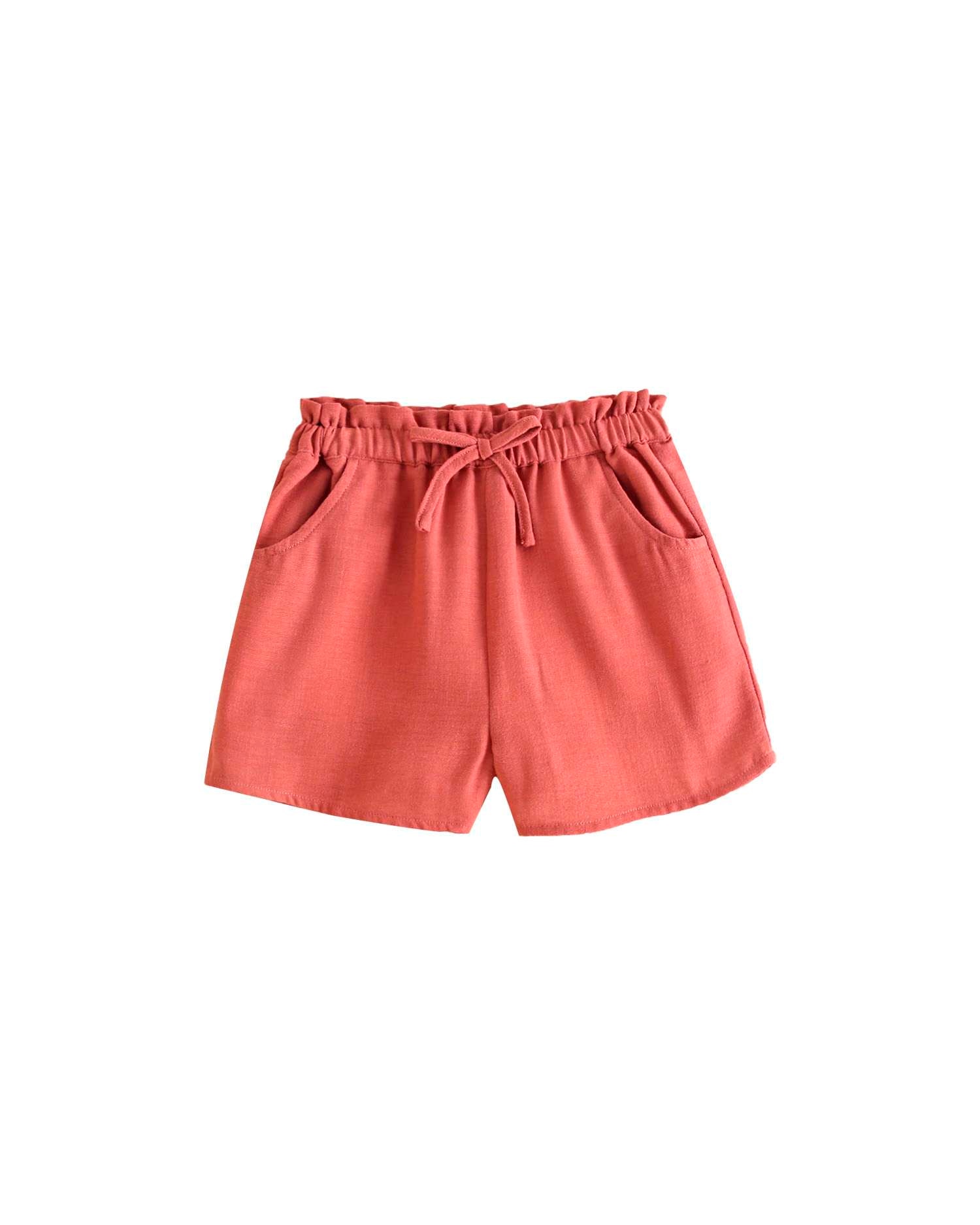 Short Infantil com Cintura Elástica e Bolsos Vermelho-2