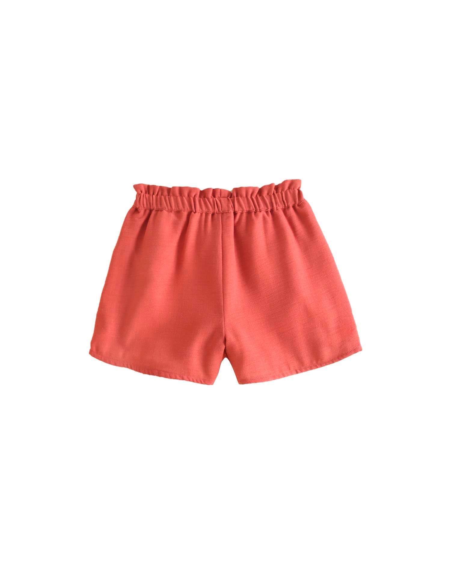 Short Infantil com Cintura Elástica e Bolsos Vermelho-3