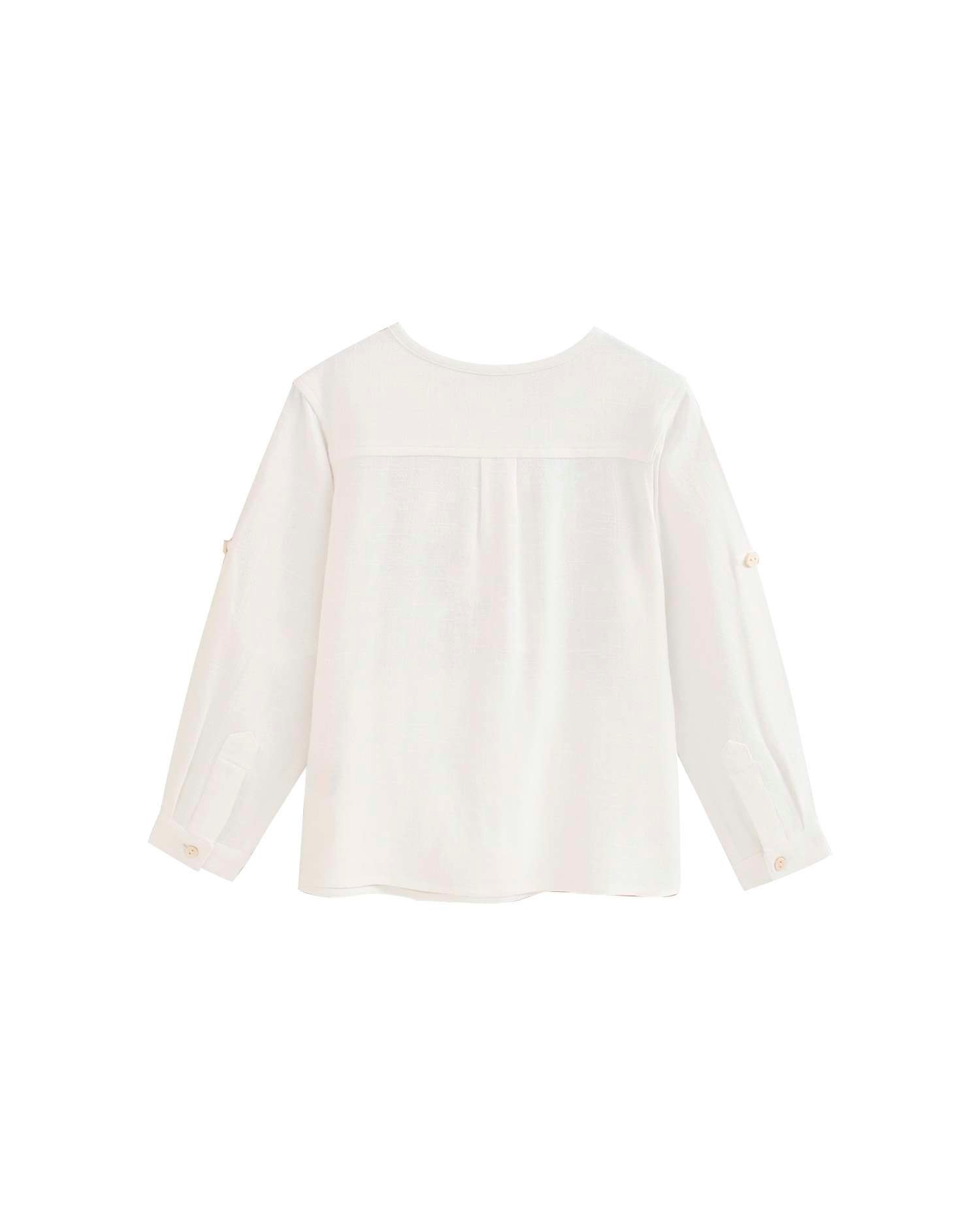 Camisa Infantil de Manga Comprida Tipo Canguru Branco-2