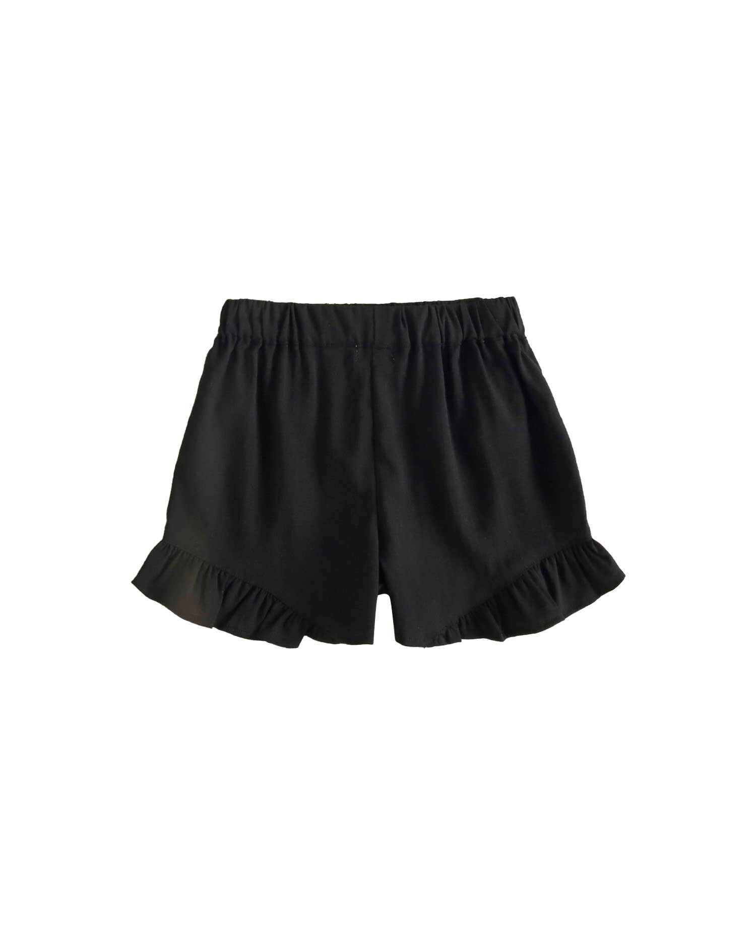 Short Infantil com Folhos e Cintura Elástica Preto-2