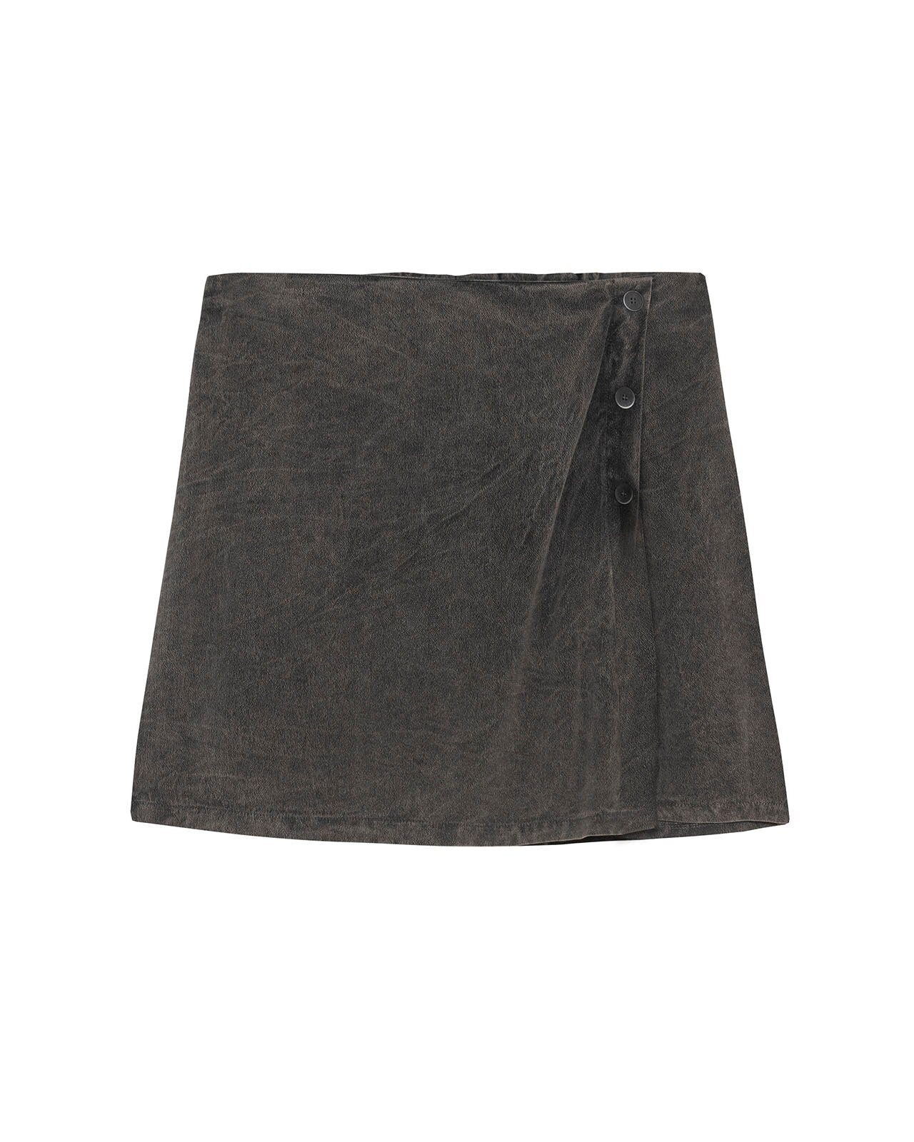 Short Saia Pareo com Tinte Efeito Desgastado Cinzento-6