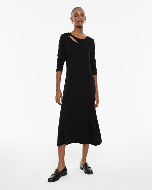 Imagem 0 de Vestido Midi de Manga Comprida com Detalhe Cut Out No Decote