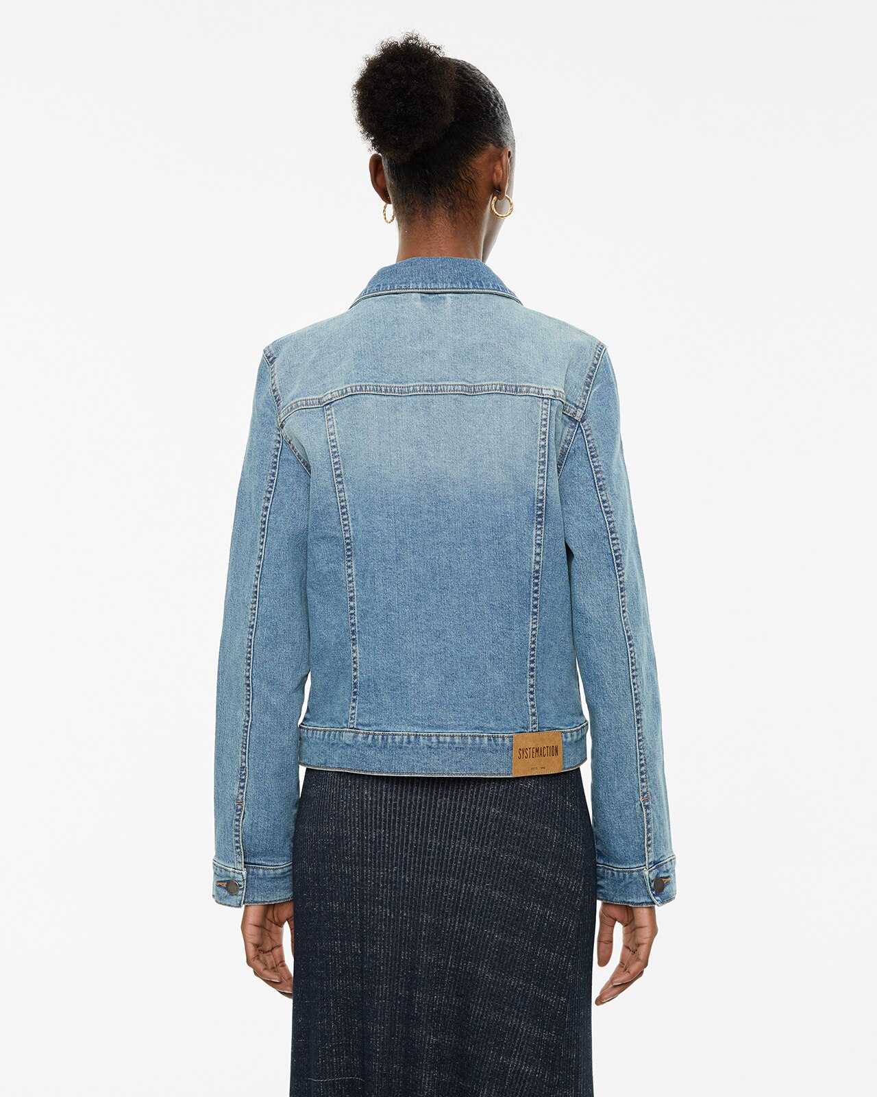 Blusão Jeans com Gola Tipo Camisa e Botões Metálicos Azul denim-2