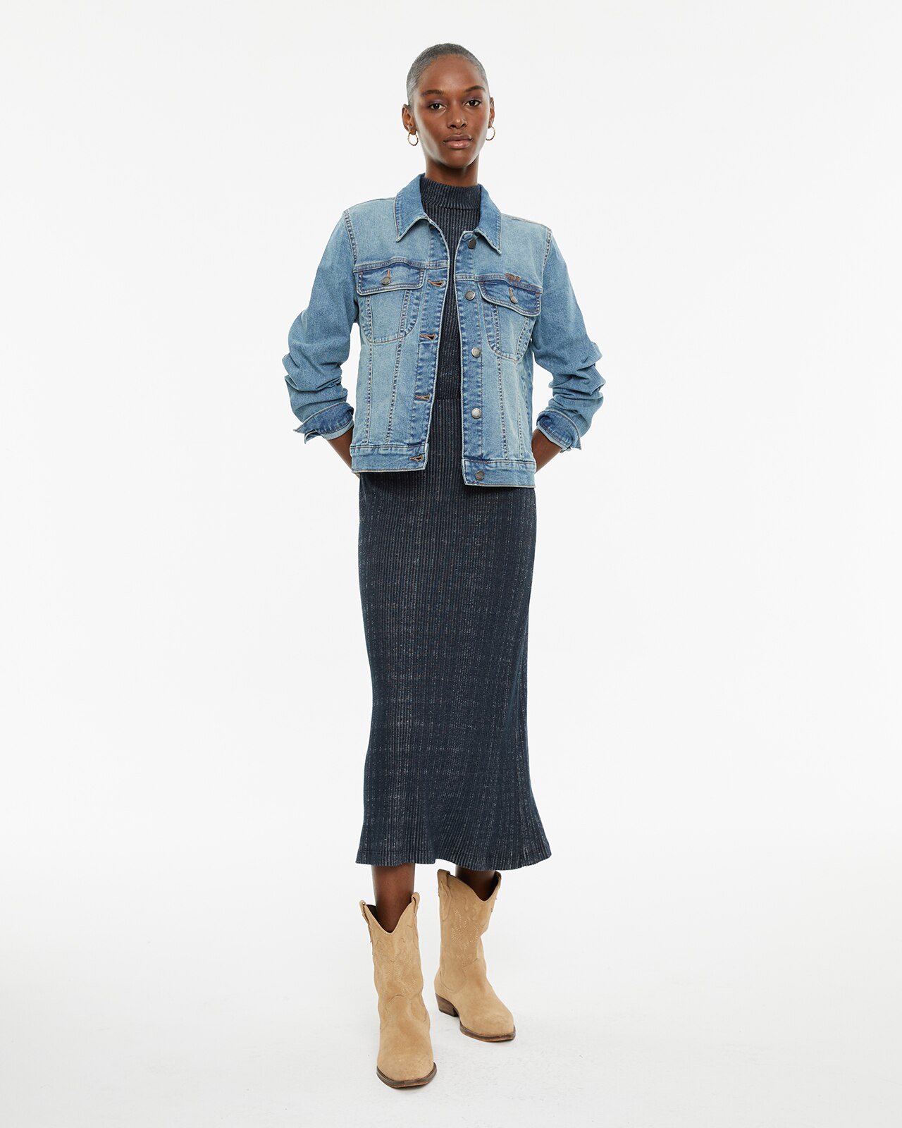 Blusão Jeans com Gola Tipo Camisa e Botões Metálicos Azul denim-3