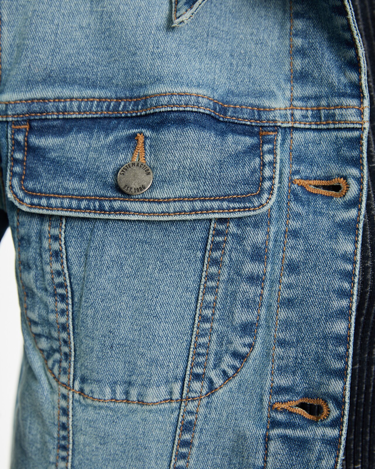 Blusão Jeans com Gola Tipo Camisa e Botões Metálicos Azul denim-5