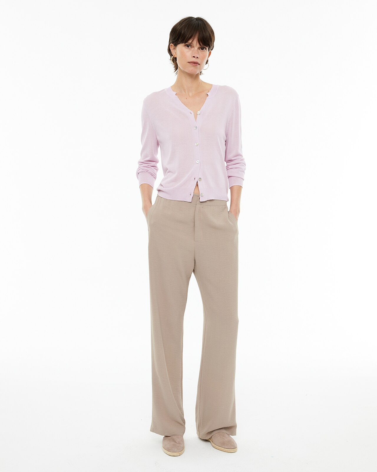 Cardigan Básico com Fecho de Botões Lilás-3