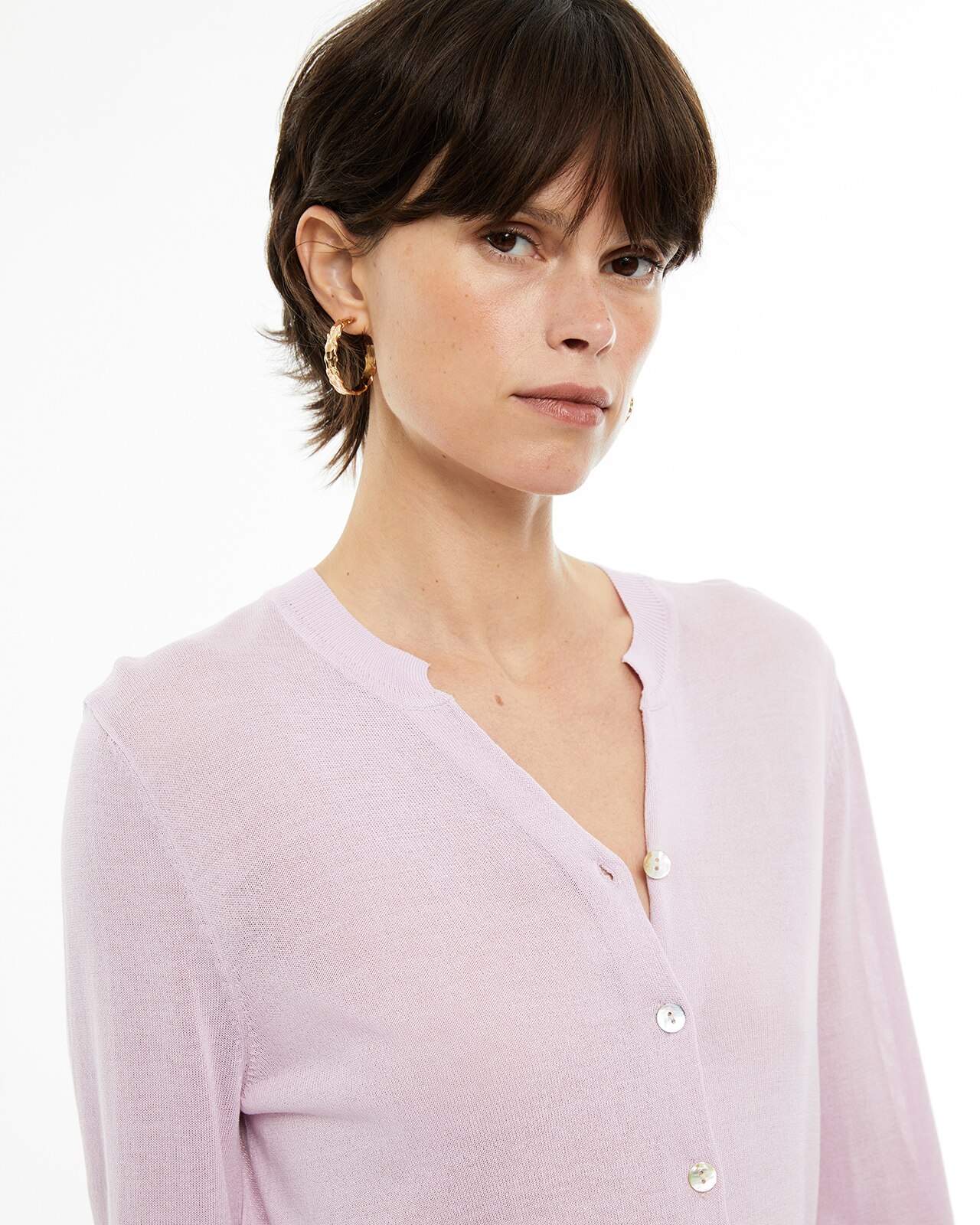 Cardigan Básico com Fecho de Botões Lilás-4