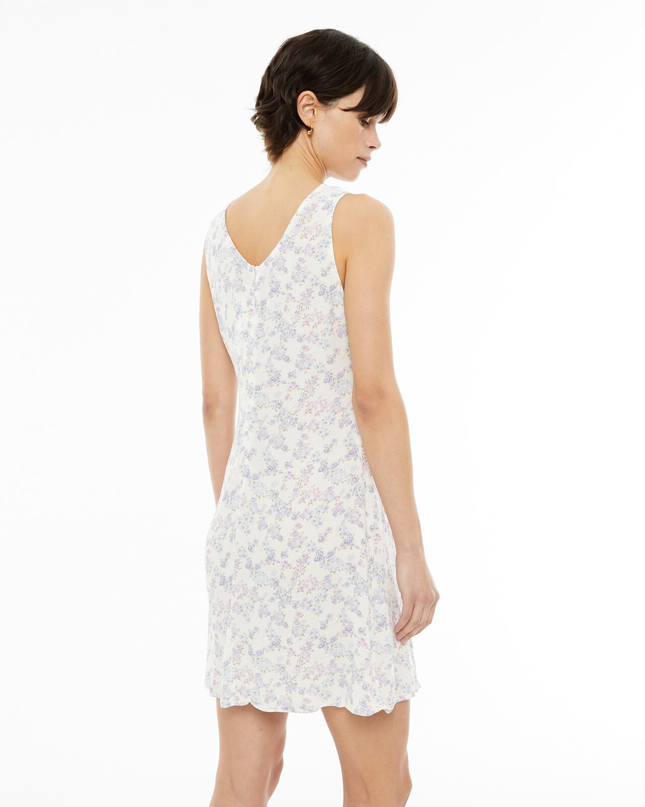 Vestido Curto com Estampado Floral Branco-2