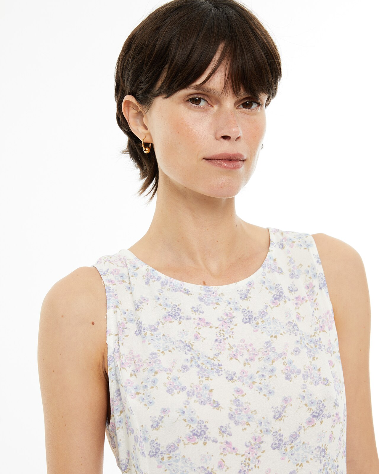 Vestido Curto com Estampado Floral Branco-4