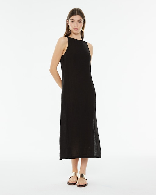 Imagem 0 de Vestido de Linho sem Mangas com Gola Redonda