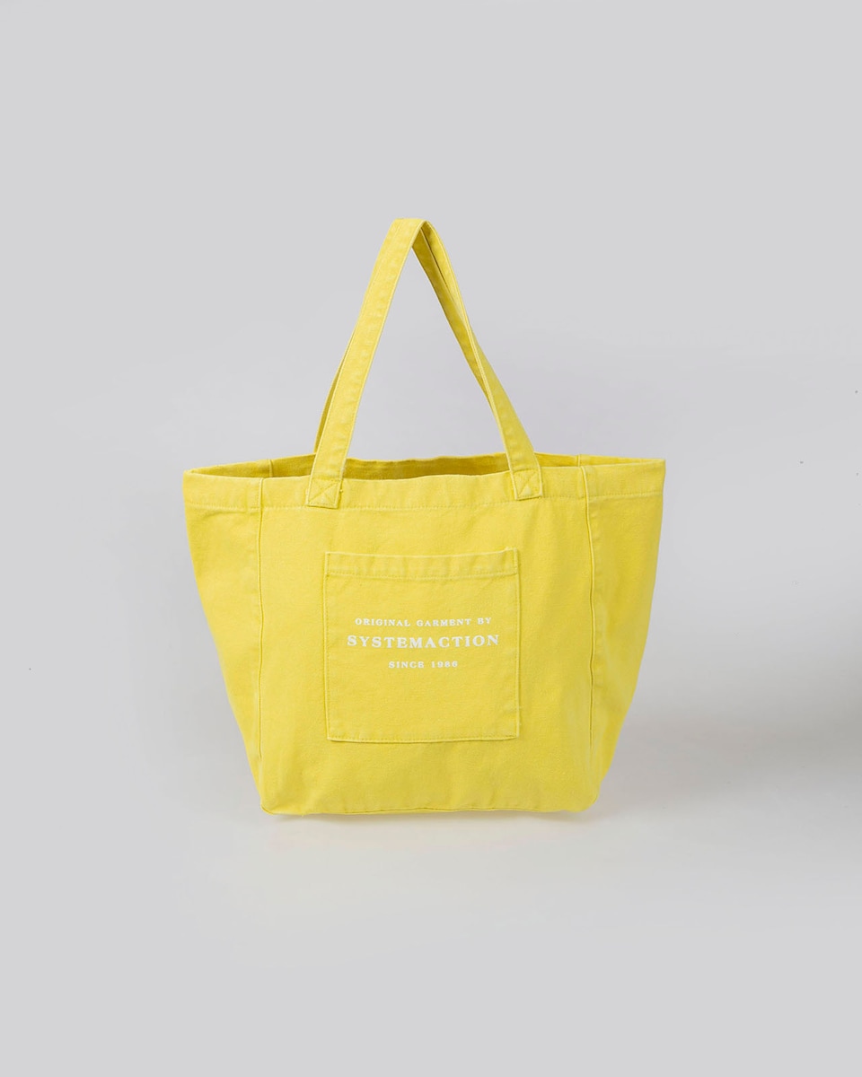 Mala Shopper de Algodão com Efeito Lavagem Amarelo-1