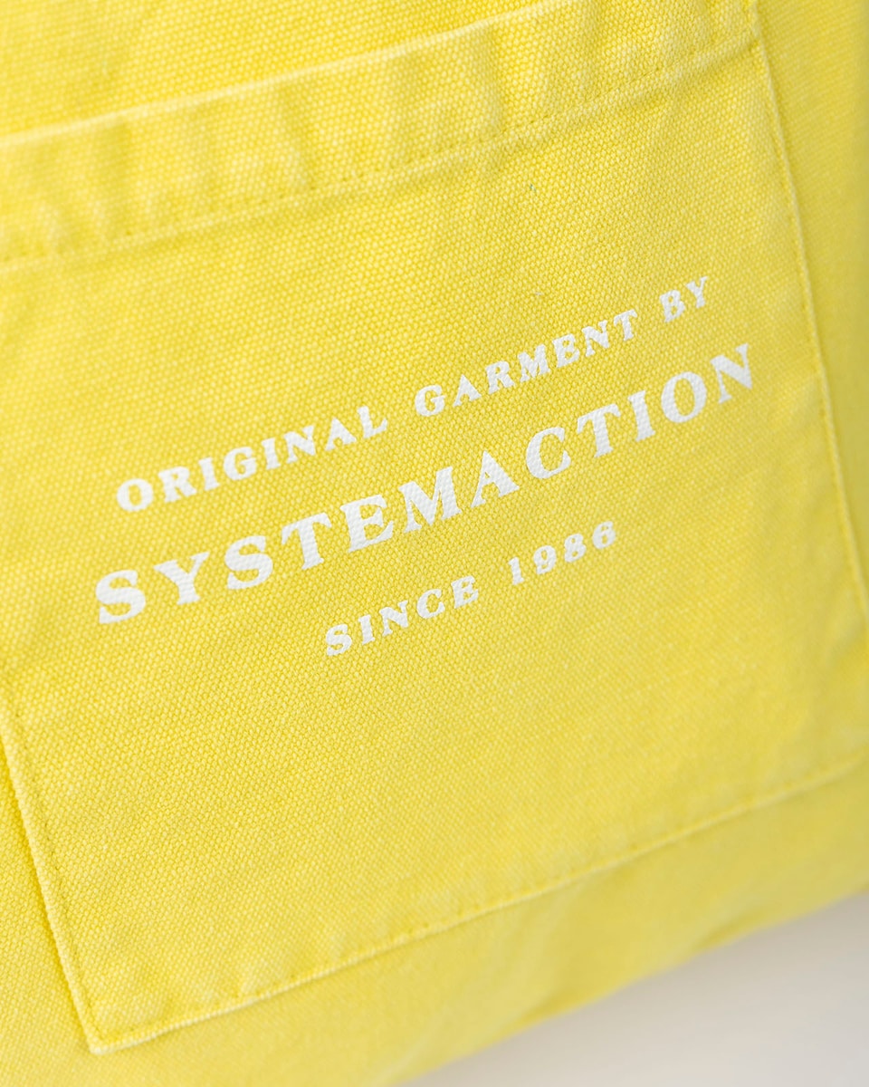Mala Shopper de Algodão com Efeito Lavagem Amarelo-2