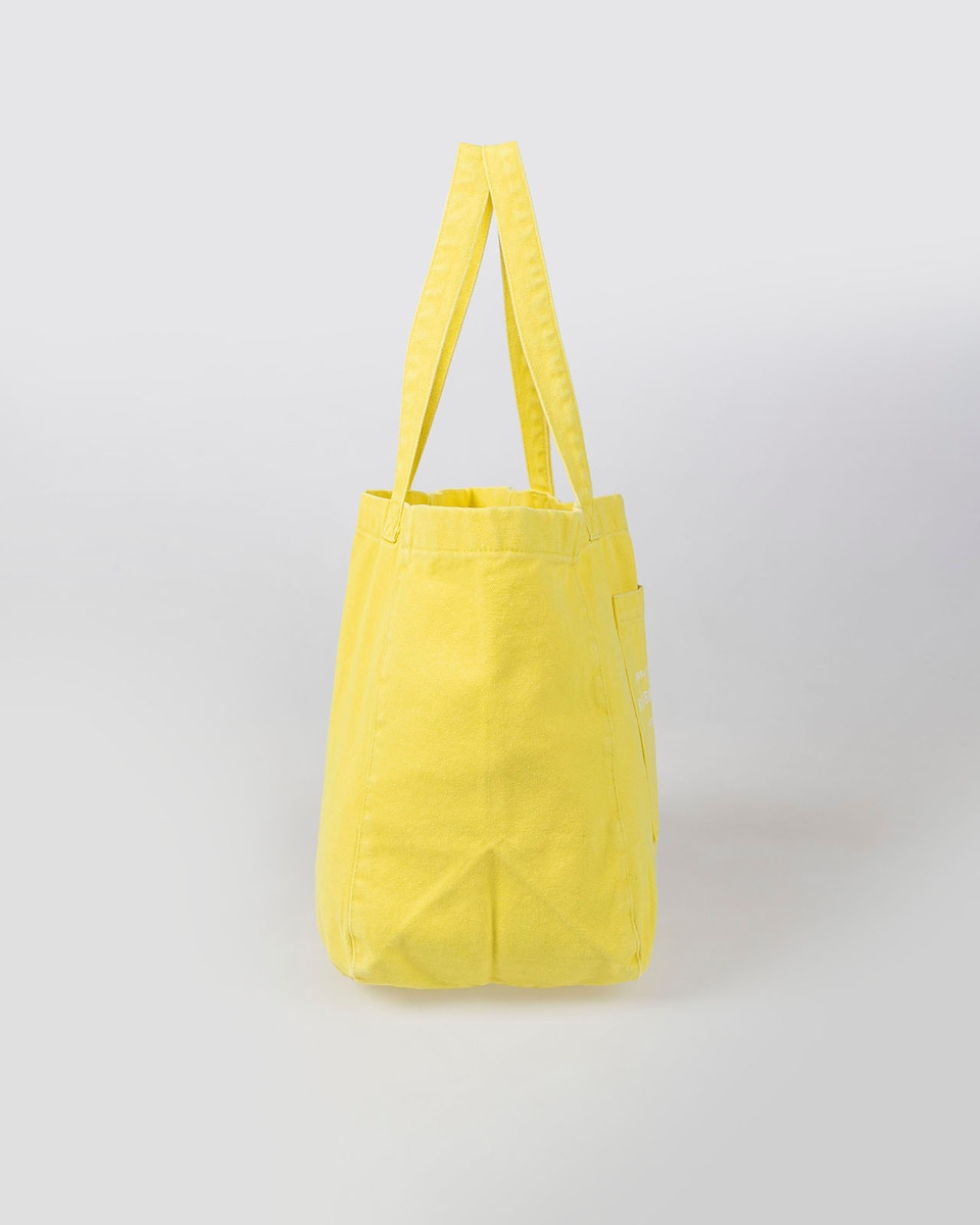 Mala Shopper de Algodão com Efeito Lavagem Amarelo-3