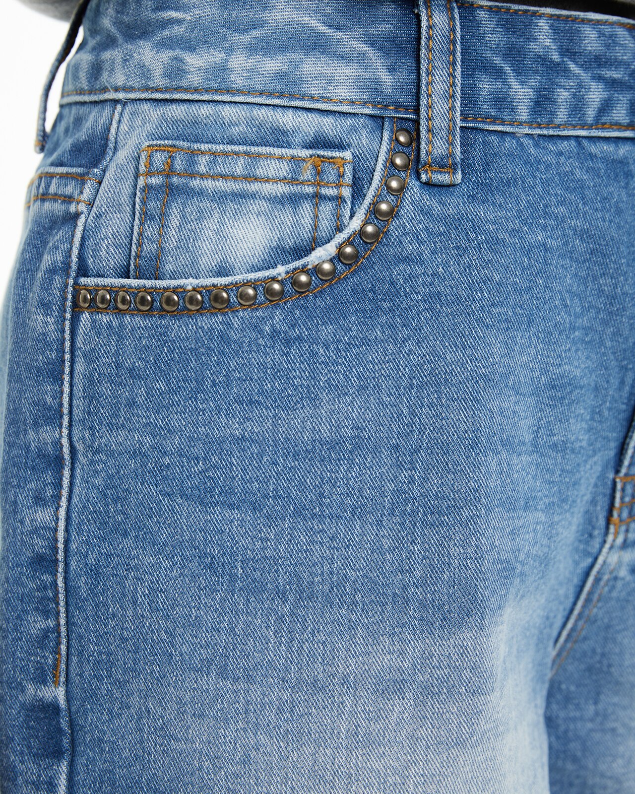 Short Denim com Tachas Azul-5