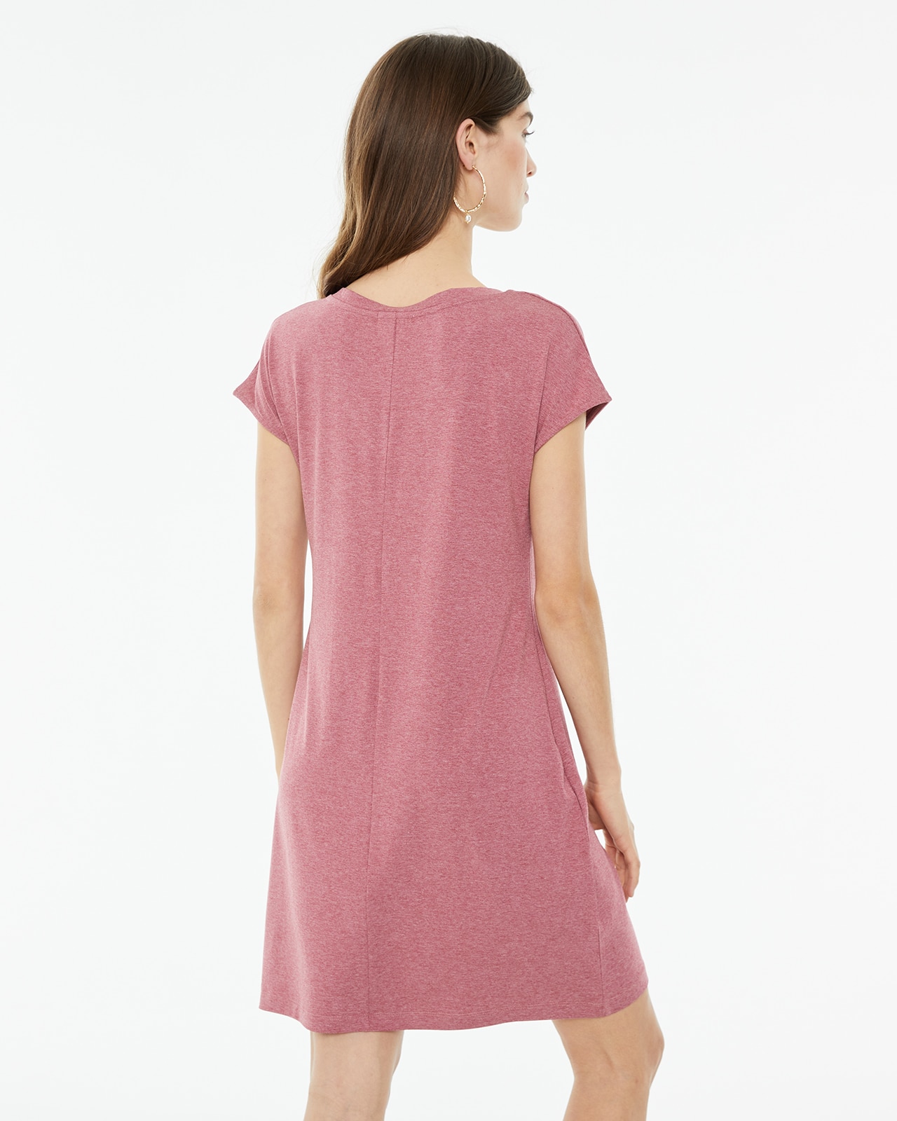 Vestido Curto com Decote em V e Manga Caída Rosa-claro-2