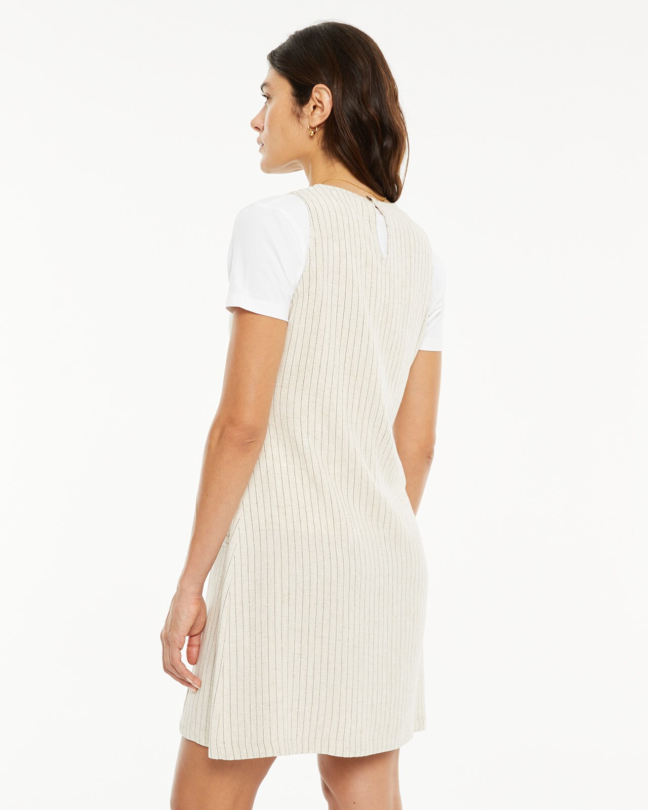 Vestido Ajustado e Curto com Riscas Diplomáticas Bege-2