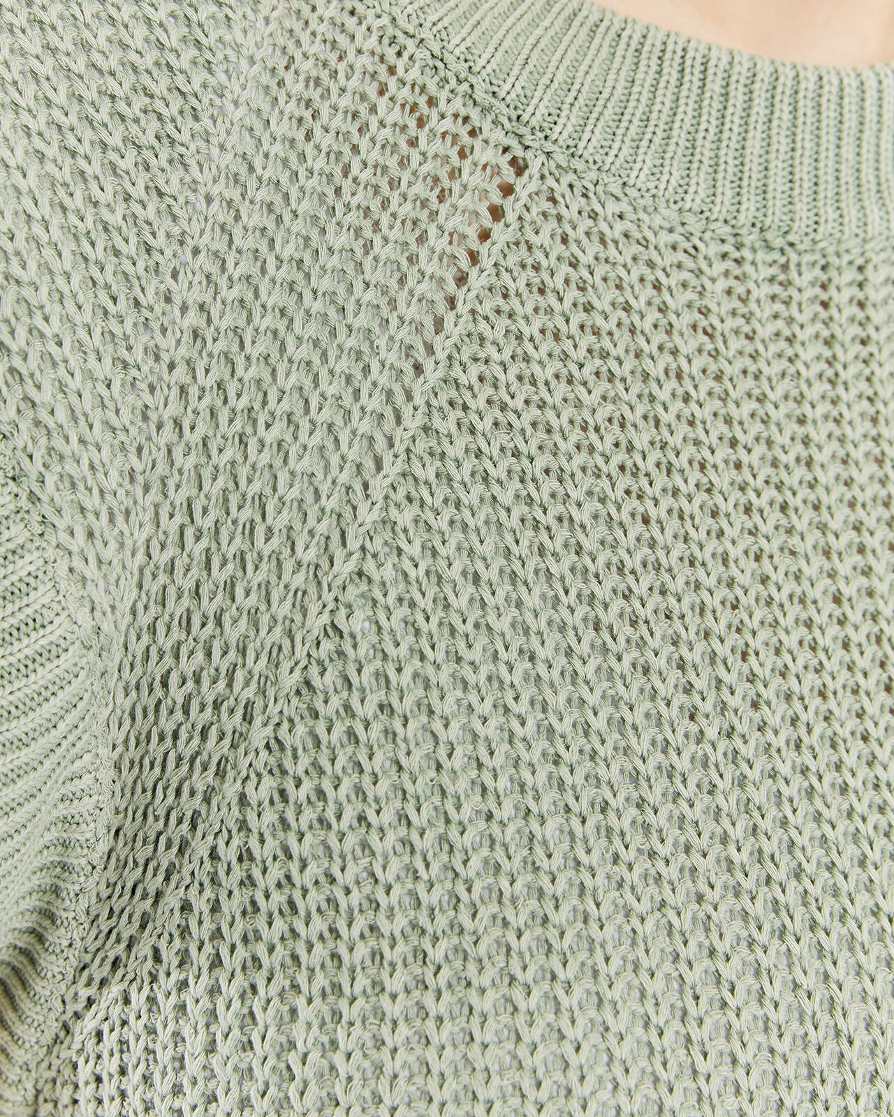 Camisola de Manga Curta e Decote Redondo Verde-5