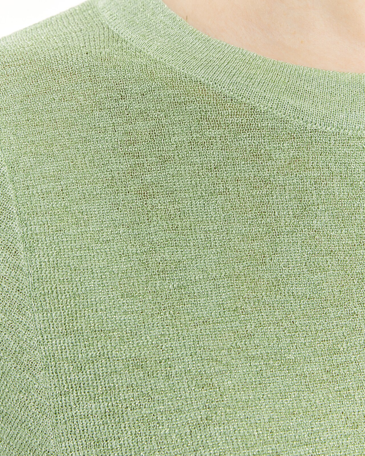 Camisola com Lurex em Manga Curta Verde-claro-5