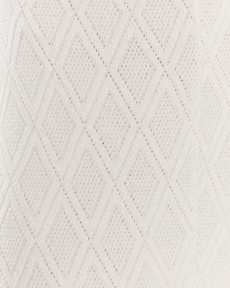 Saia com Elástico na Cintura e Abertura Frontal Branco-5