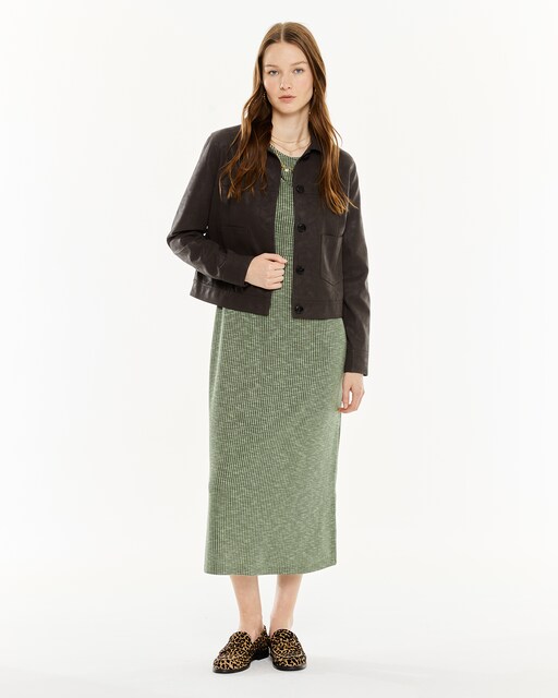 Imagem 0 de Blusão com Efeito Pele e com Gola Tipo Camisa