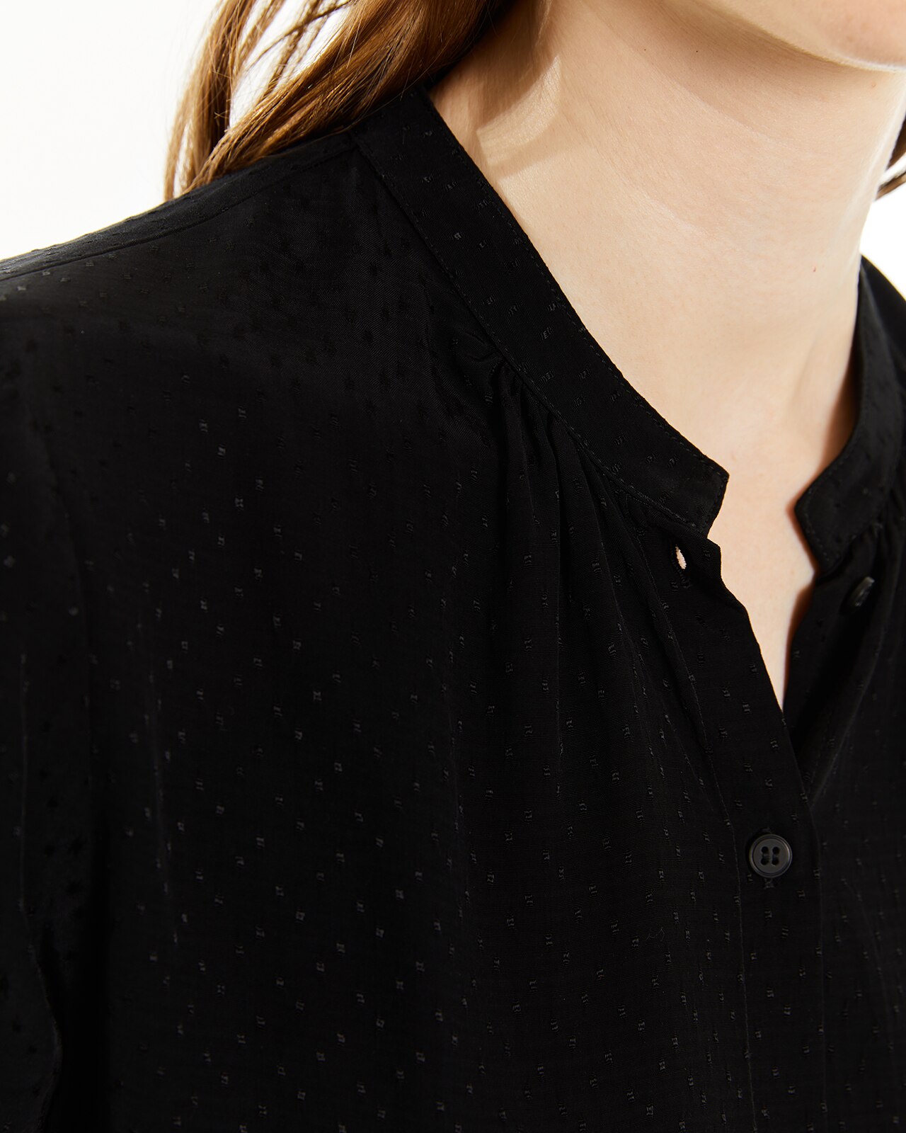Camisa com Decote Redondo e Mangas Abalonadas com Elástico Preto-5