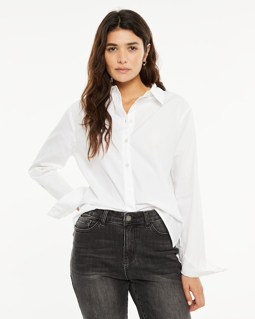 Imagem 0 de Camisa de Popelina com Decote Tipo Camisa