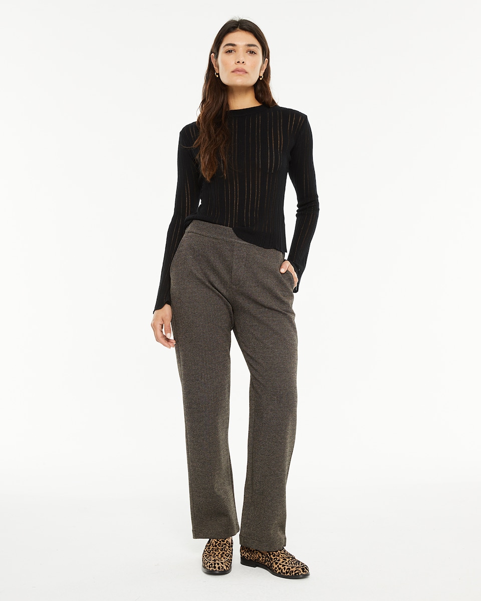 Camisola com Decote Redondo e Manga Comprida À Boca de Sino Preto-3