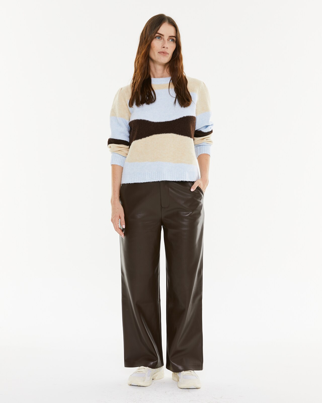 Camisola com Jacquard Tricolor Prenda Sustentável Azul / Branco-1