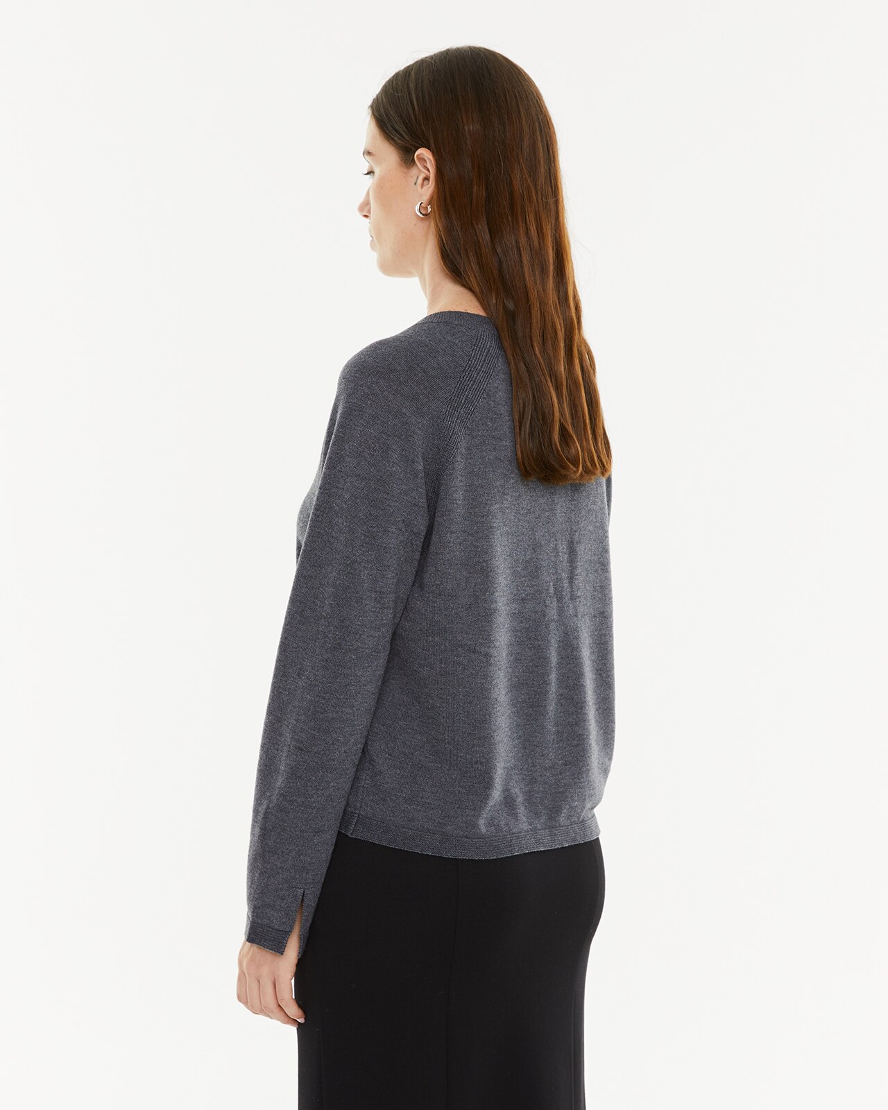 Camisola Básica com Decote em V Peça Sustentável Cinzento-escuro-2