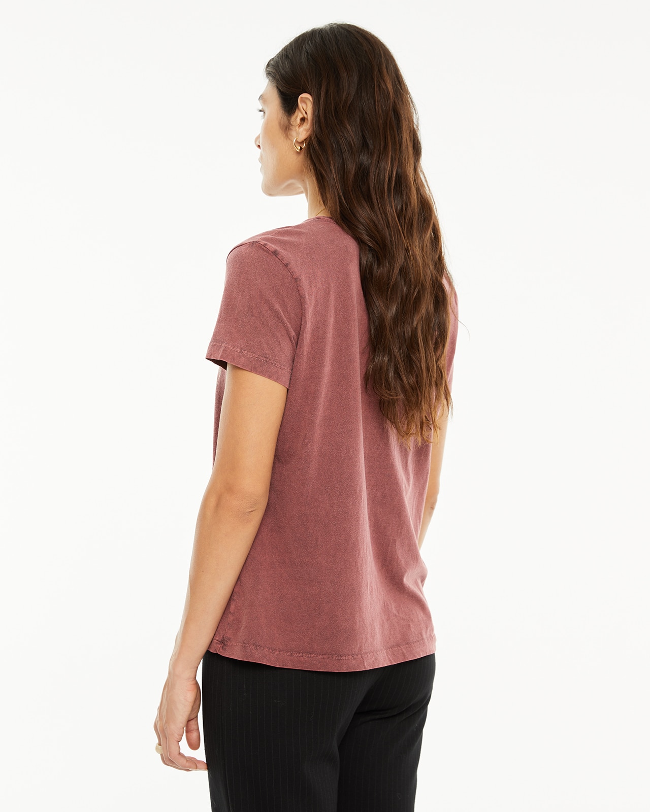 T-shirt com Tintura Efeito Desgastado e Estampado Castanho-2