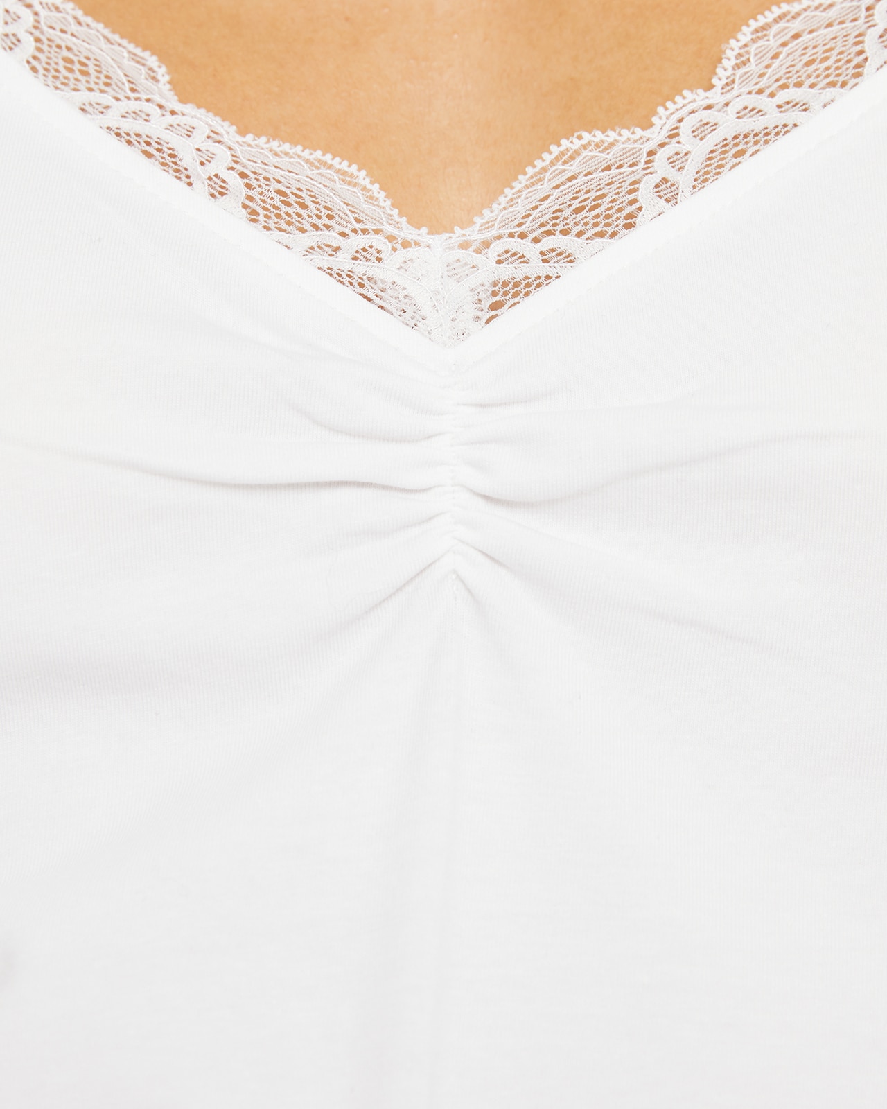 T-shirt Básica de Manga Comprida com Renda e Peça Sustentável Branco-5