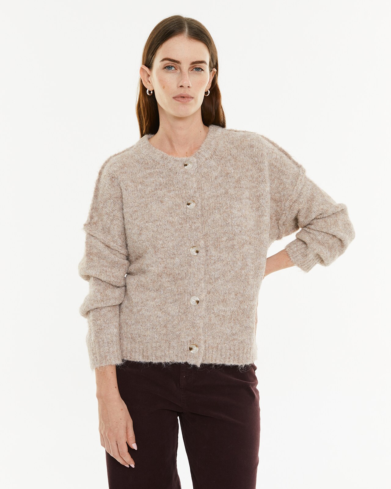 Cardigan de Malha com Botões Peça Sustentável Cru-1