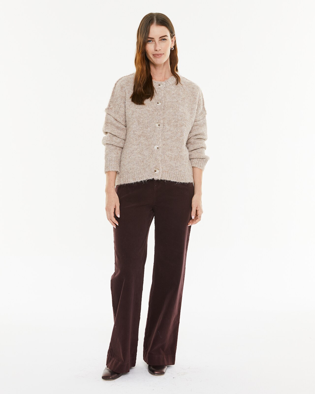 Cardigan de Malha com Botões Peça Sustentável Cru-3