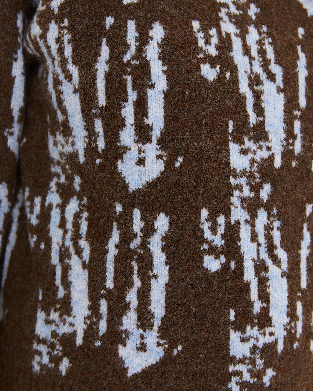 Camisola com Jacquard e Decote Redondo Castanho-5