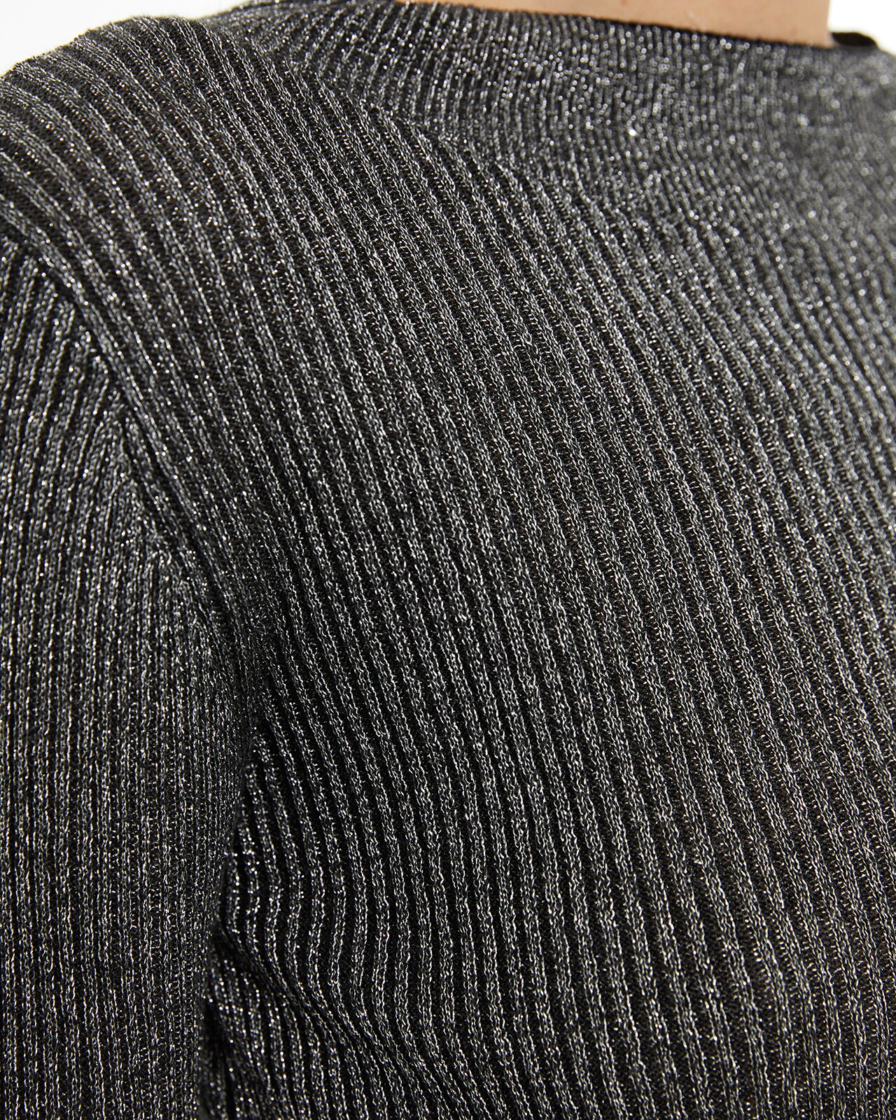 Camisola Ajustada com Gola Redonda Cinzento-5