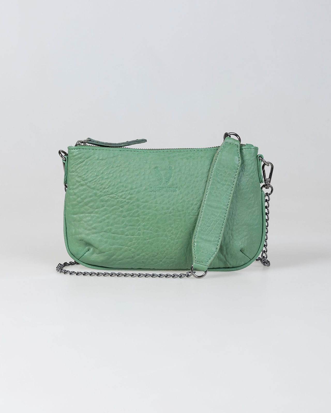 Imagem 0 de Mala Pequena em Pele com Corrente de Metal e Fecho Zip