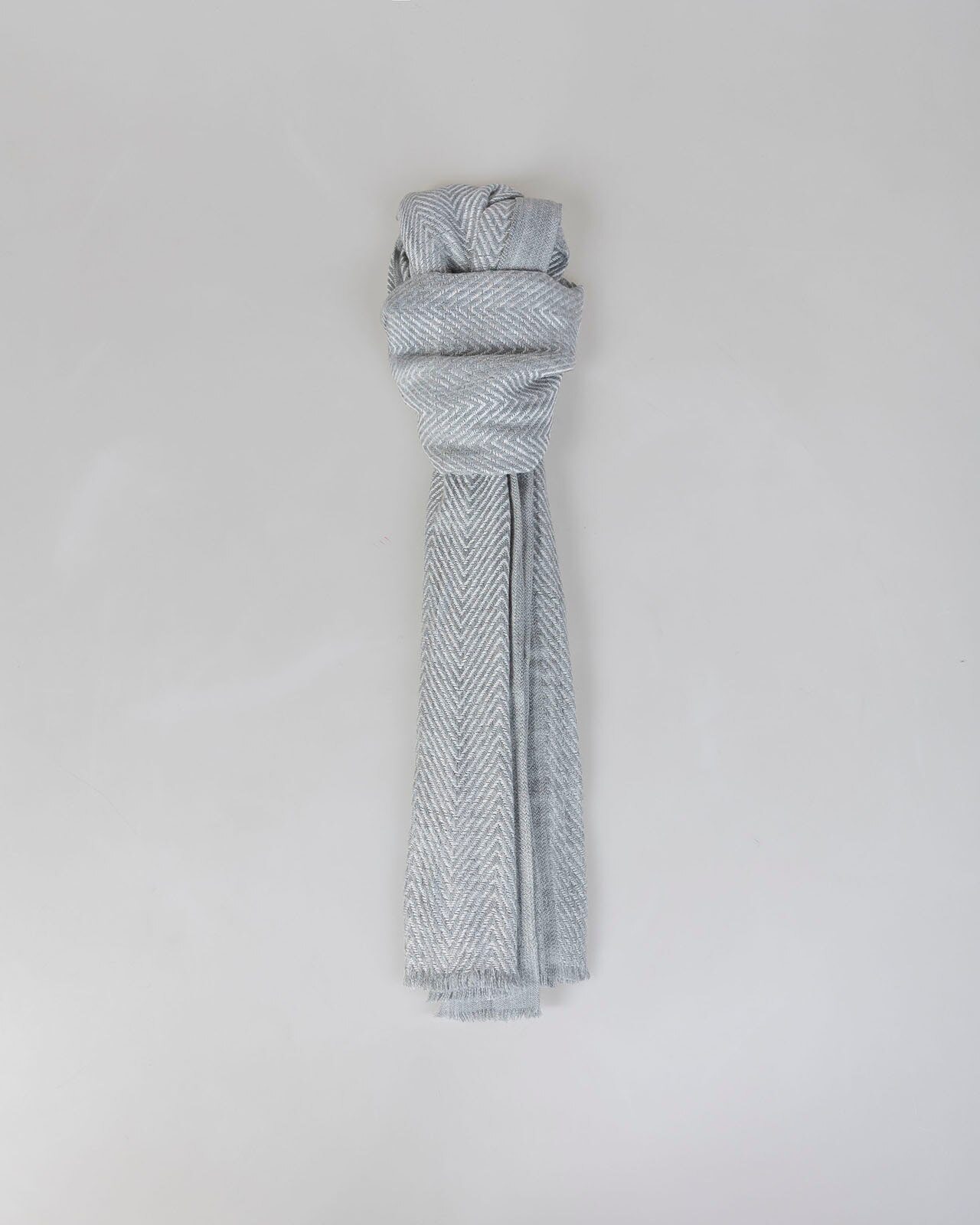 Lenço em Jacquard de Espiga e Efeito Jaspeado Cinzento-claro-1