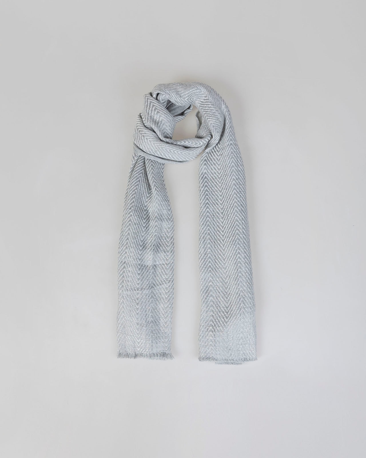 Lenço em Jacquard de Espiga e Efeito Jaspeado Cinzento-claro-3