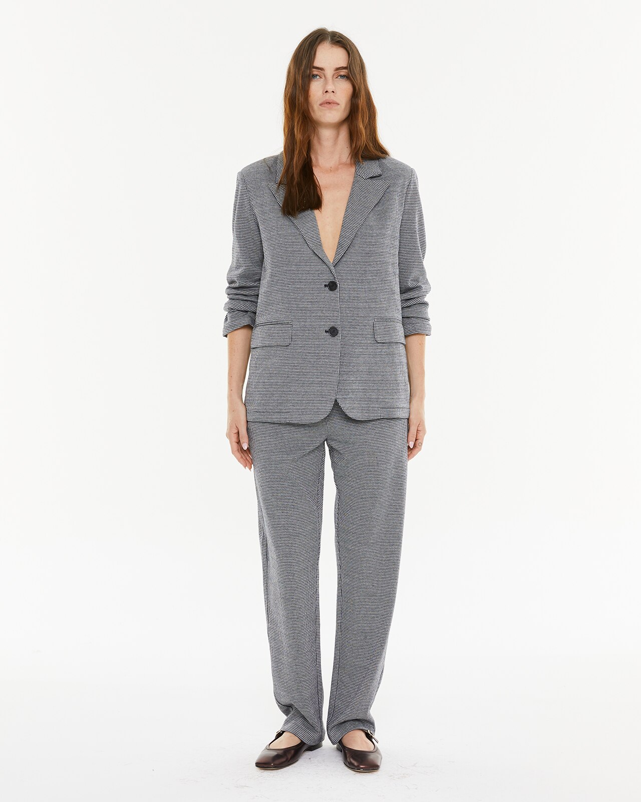 Blazer com Jacquard e Fecho com Botão Cinzento / Preto-3