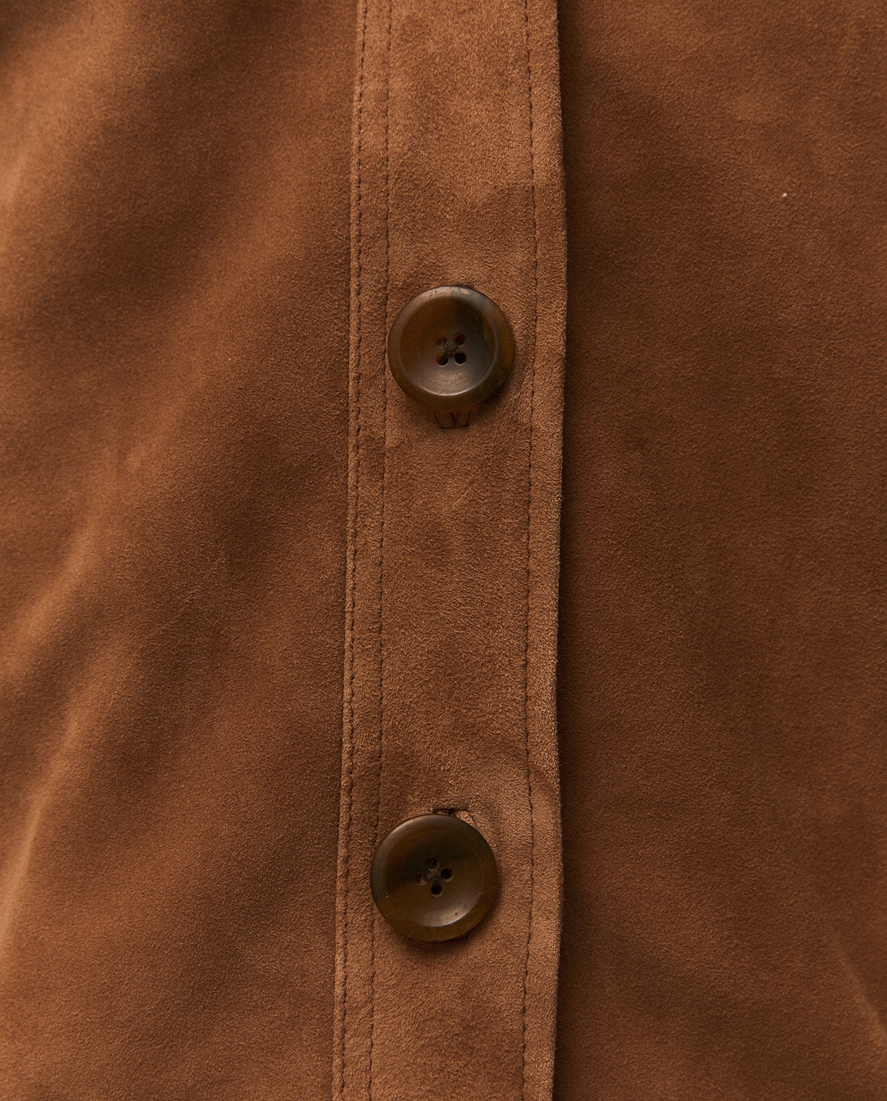 Blusão em Pele com Botões e Gola Tipo Camisa Castanho-claro-5