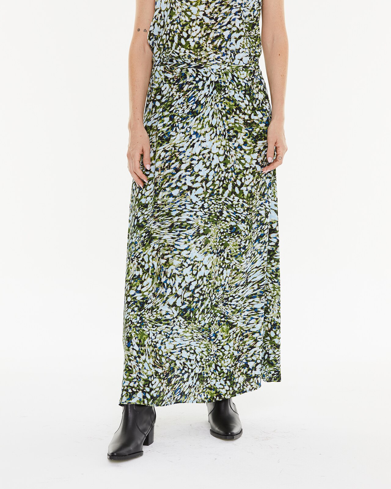 Saia Estampada com Fecho Zip e Peça Sustentável Azul-claro-3