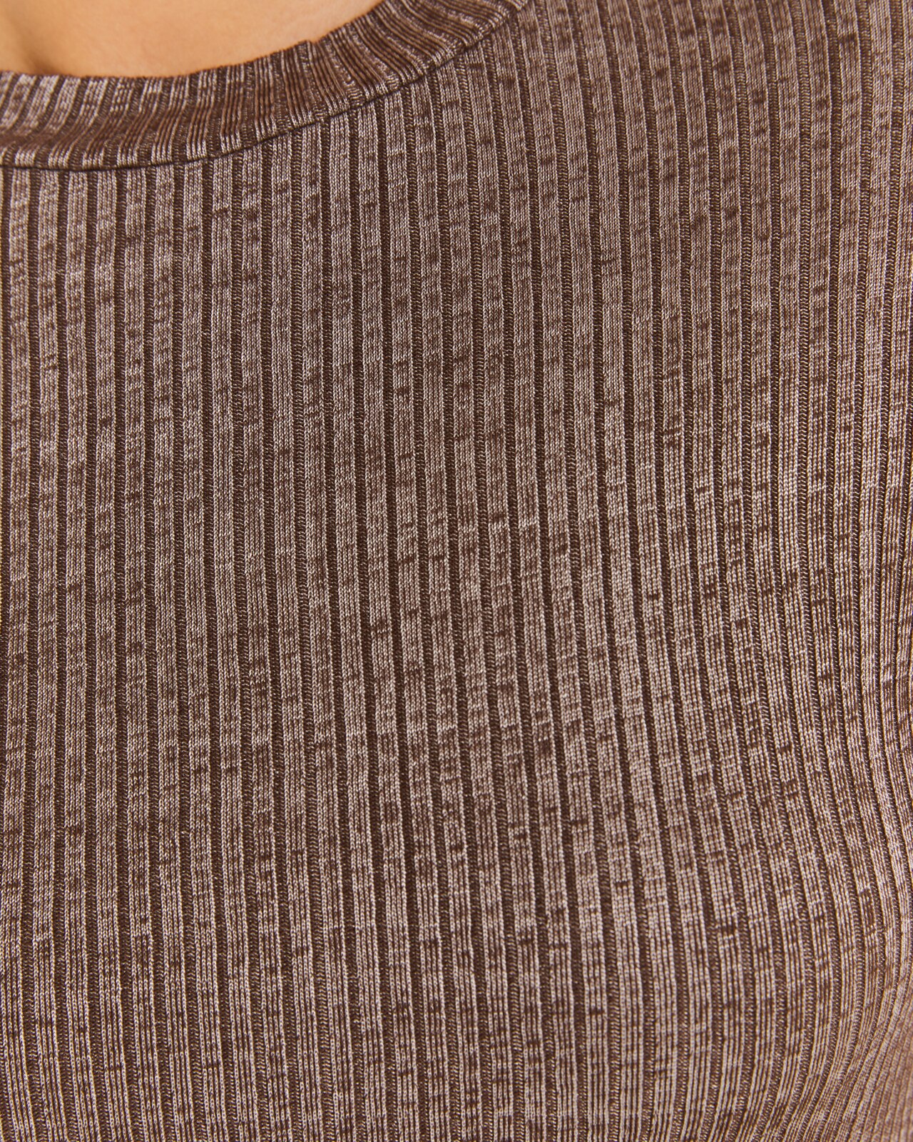 T-shirt de Canelado e Decote Perkins Peça Sustentável Castanho-5