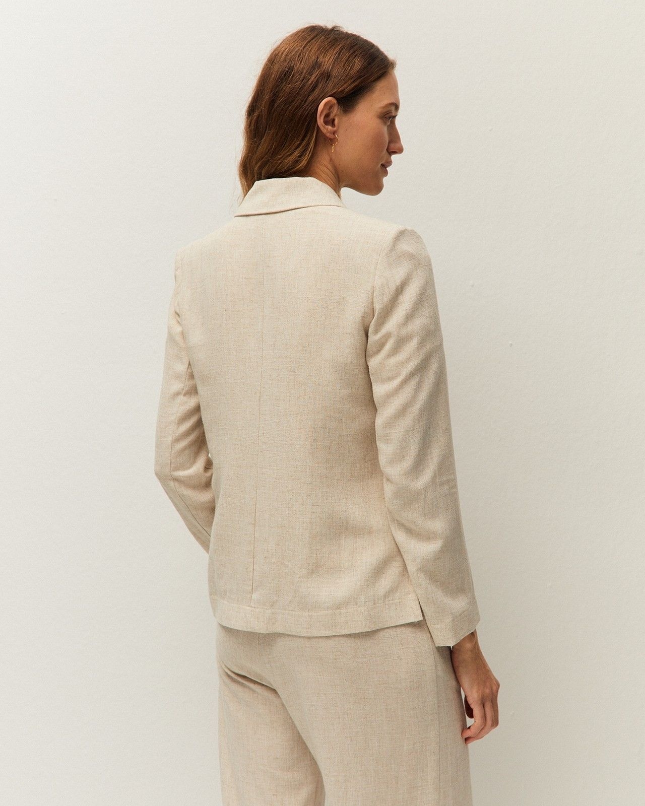 Blazer Fluido de Linho com Bolsos de Vivo Bege-2